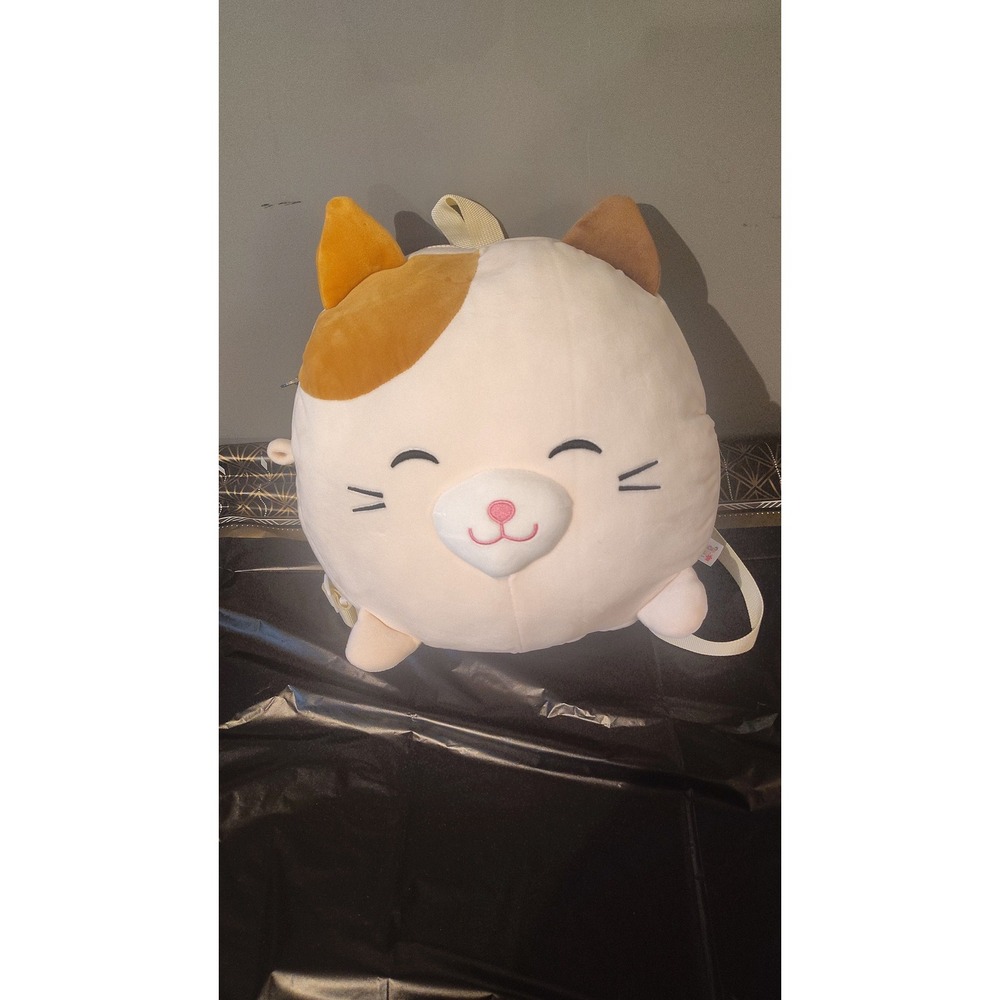Smoochy Pals Calico Cat Plush Backpack Cream Brown Orange Squishy Kawaii Bag